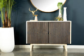 Ixora 2-door Wood Accent Cabinet White Washed and Black
